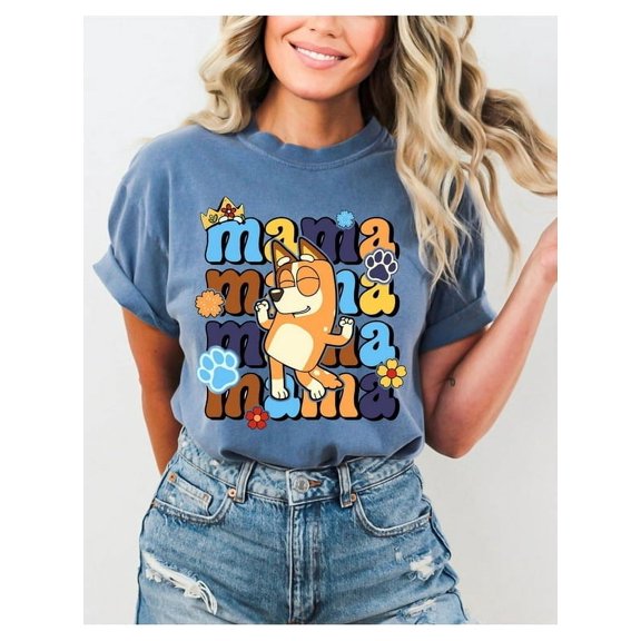 Cartoon Dog Mama Chili Mum Mama Mom Mom Day T-Shirt NAVY Unisex S-5XL Hot Trending Shirt, Vintage Birthday Gift