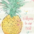 thumbnail image 5 of Gango Home Decor Tropical Hot Pink, Green & Gold Watercolor Flamingo & Pineapple Inspirations Set; Three 12x12in Art Prints in Distressed White Frames, 5 of 7
