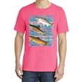 thumbnail image 2 of Wild Bobby, Classic Rainbow Brook Brown Trout, Fish, Trio Garment-Dyed Washed Look Short Sleeve Tees, Neon Pink, Large, 2 of 3