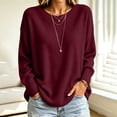 thumbnail image 6 of Womens Knit Sweaters Crewneck Long Sleeved Solid Pullover Sweater Tops Casual Loose Fit Fashion Soft Basic Knitwear, 6 of 6