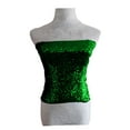 thumbnail image 4 of Women's Sparkling Sequin Bustier Top, Mardi Gras Bodycon Clubwear, Stretchy Glitter Tube Top for Festival, Party, Night Out and Holiday Events Green One Size, 4 of 4