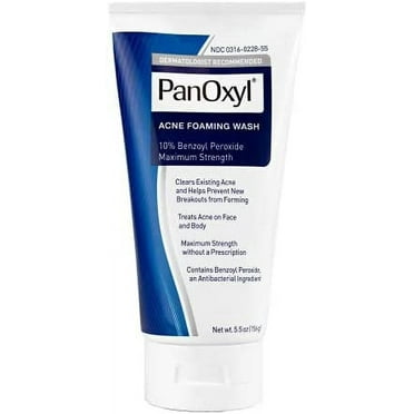 PanOxyl Acne Foaming Wash Benzoyl Peroxide 10% Maximum Strength Antimicrobial, 5.5 Ounce (Pack of 1)