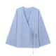 thumbnail image 3 of HH TRAF para mujer, blusa estilo kimono de manga larga con cuello en V y cordones para mujer, nueva blusa holgada informal asimétrica con cinturón liso para mujer, 3 of 5