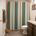 thumbnail image 5 of Xipuska Green Brown Striped Shower Curtain - Water Repellent Fabric Shower Curtains Washable, Modern Stripes Art Farmhouse Decorative Polyester Cloth Bathroom Curtains Modern Bath Decor 36"x72", 5 of 6