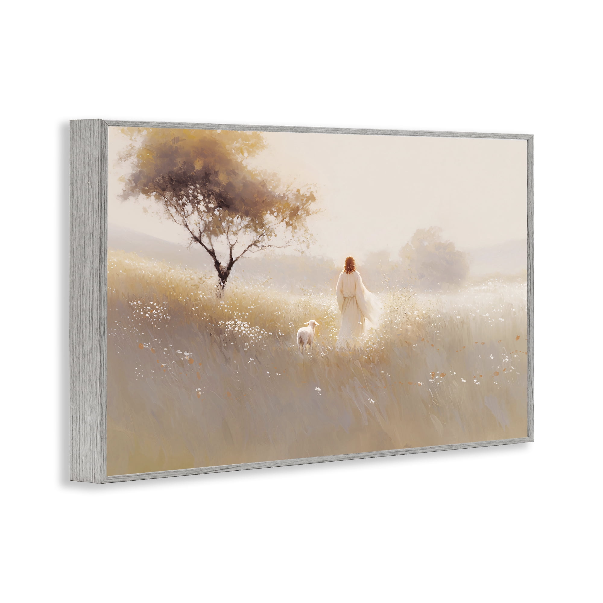 Stupell Industries Spiritual Shepherd & Lamb Gray Framed Giclee Art, design by Jacky Ngan