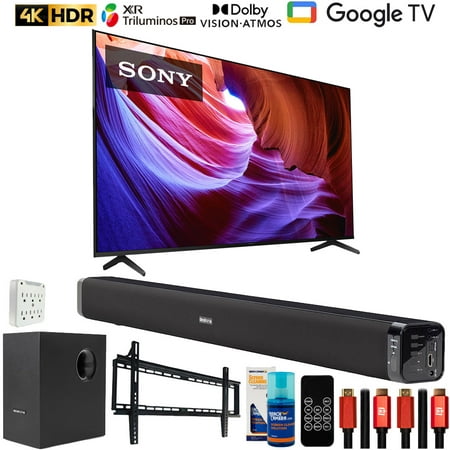 Sony KD85X85K 85" X85K 4K HDR LED TV with Smart Google TV (2022 Model) Bundle with Deco Gear Home Theater Soundbar with Subwoofer, Wall Mount Accessory Kit, 6FT 4K HDMI 2.0 Cables and More