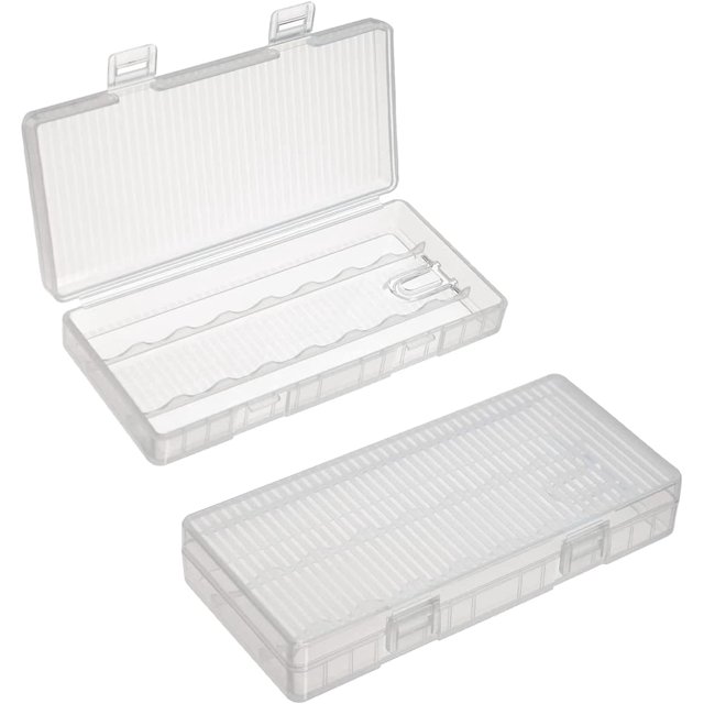 HUGFEGWE 2 x 18650 Battery Storage Case Holder Organizer Box Transparent 2Pcs U2536-18145