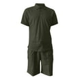 thumbnail image 5 of Honeeladyy Mens Short Sets 2 Piece Outfits Fashion Summer Tracksuits Casual Shirt and Shorts Set #Ed-Army Green-M, 5 of 5