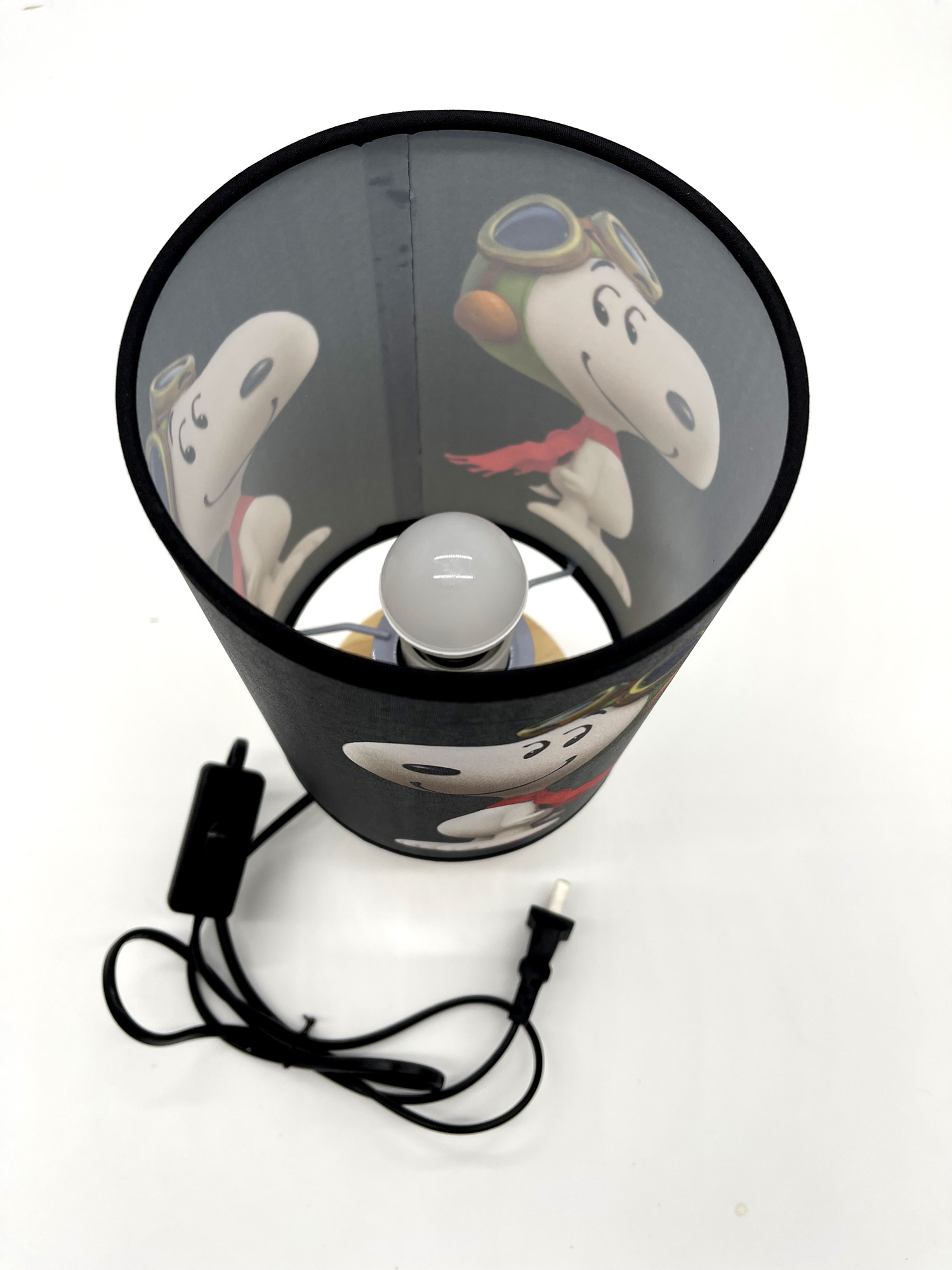 Cartoon Dog Snoopy Bedside Night Light Table Lamp Wood Base Room Decoration or Great Gift Ideas