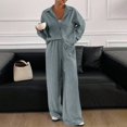 thumbnail image 2 of Pajamas for Women Set Fall Fashion Must Have Womens Pajama Sets V Neck Fitness Pj Set Long Sleeve Shirts Matching Pjs for Couples Light Blue, 2 of 7