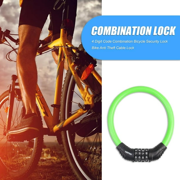 Bicicleta Motocicleta Eléctrica Candado de seguridad Ndcxsfigh para con combinación de 4 dígitos Candado de cable antirrobo (verde)