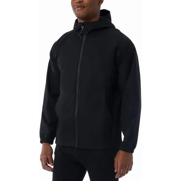32 Degrees Unisex Rain Jacket, Black, Men's Medium/Women's Large