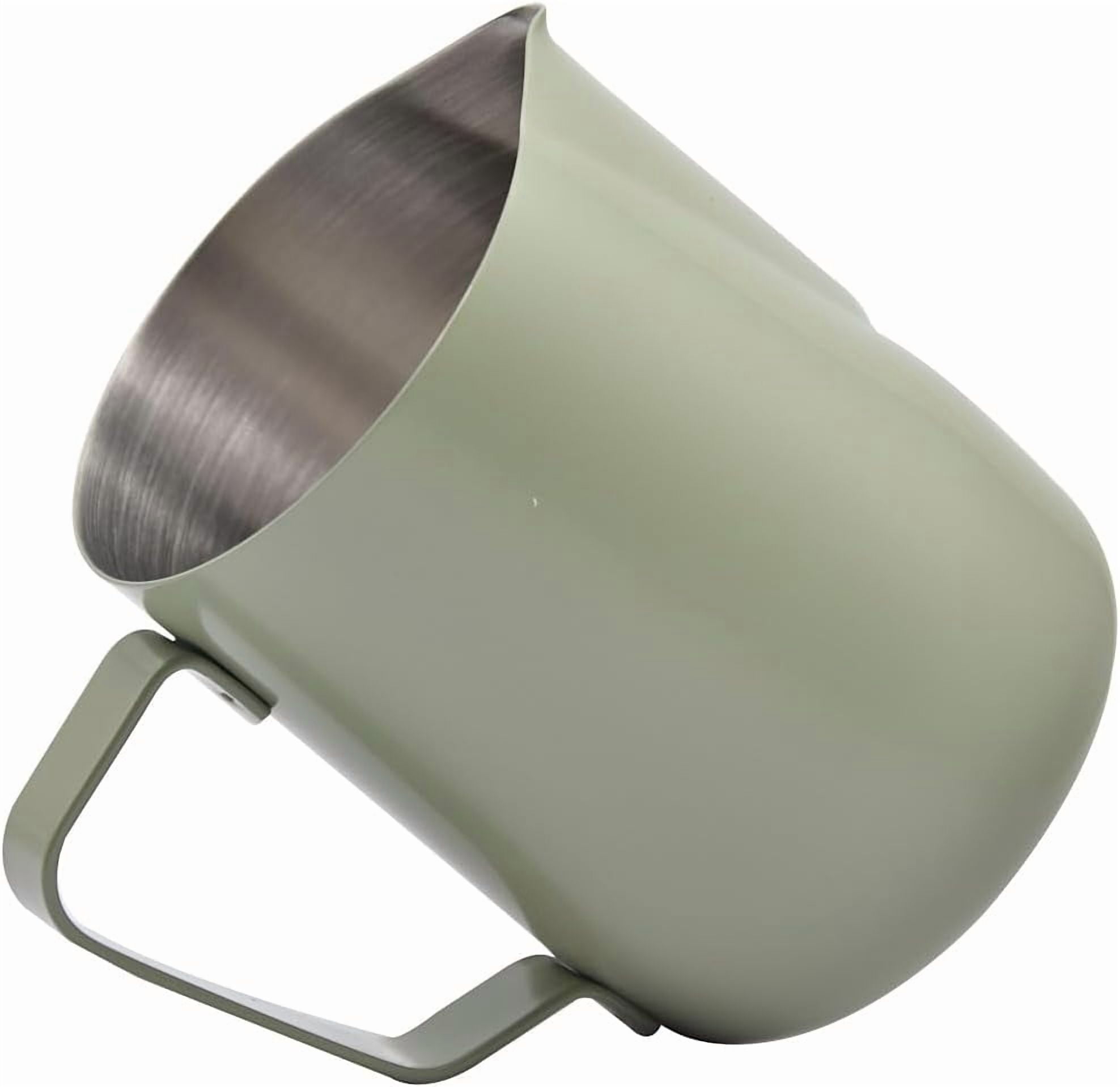 ABPETE Stainless Steel Espresso Steaming Pitchers Frothing Pitcher Jug Coffee Milk Frothing Cup, Coffee Steaming Pitcher - Green, 12 oz(350 ml)