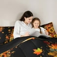 thumbnail image 4 of Feelyou Farmhouse Fall Sunflower Bedding Comforter Set 7pcs, Pumpkin Leaf Butterfly Queen Bedding Sets, Teen Child Kid Reversible Queen Sheet Sets, Microfiber Bedroom Decor, 4 of 7