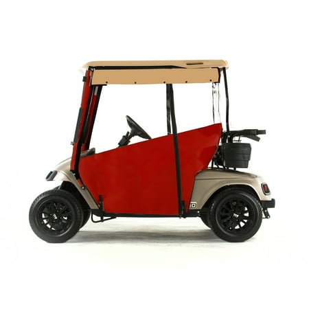 Red Golf Cart - EZGO TXT Golf Cart PRO-TOURING Sunbrella Track Enclosure - Red