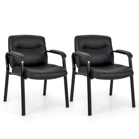 Barara King Lobby Chair, Reception Chairs, Guest Chairs,Waiting Room Chair No Wheels Set of 2-Black