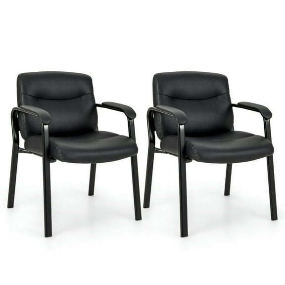 Barara King Lobby Chair, Reception Chairs, Guest Chairs,Waiting Room Chair No Wheels Set of 2-Black