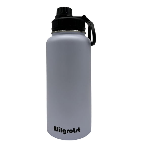 32 oz Insulated Water Bottles, Wide Mouth Bottle with Straw, Double Walled Stainless Steel Water Flask with 3 Lids & Handle for Outdoor Camping, Cycling, Gift Box (White)