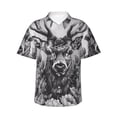 thumbnail image 2 of Goofa Monochrome Deer Floral Hawaiian Shirt for Men, Unisex Summer Beach Casual Short Sleeve Button Down Shirts,Aloha Tropical Floral print shirt-Large, 2 of 9