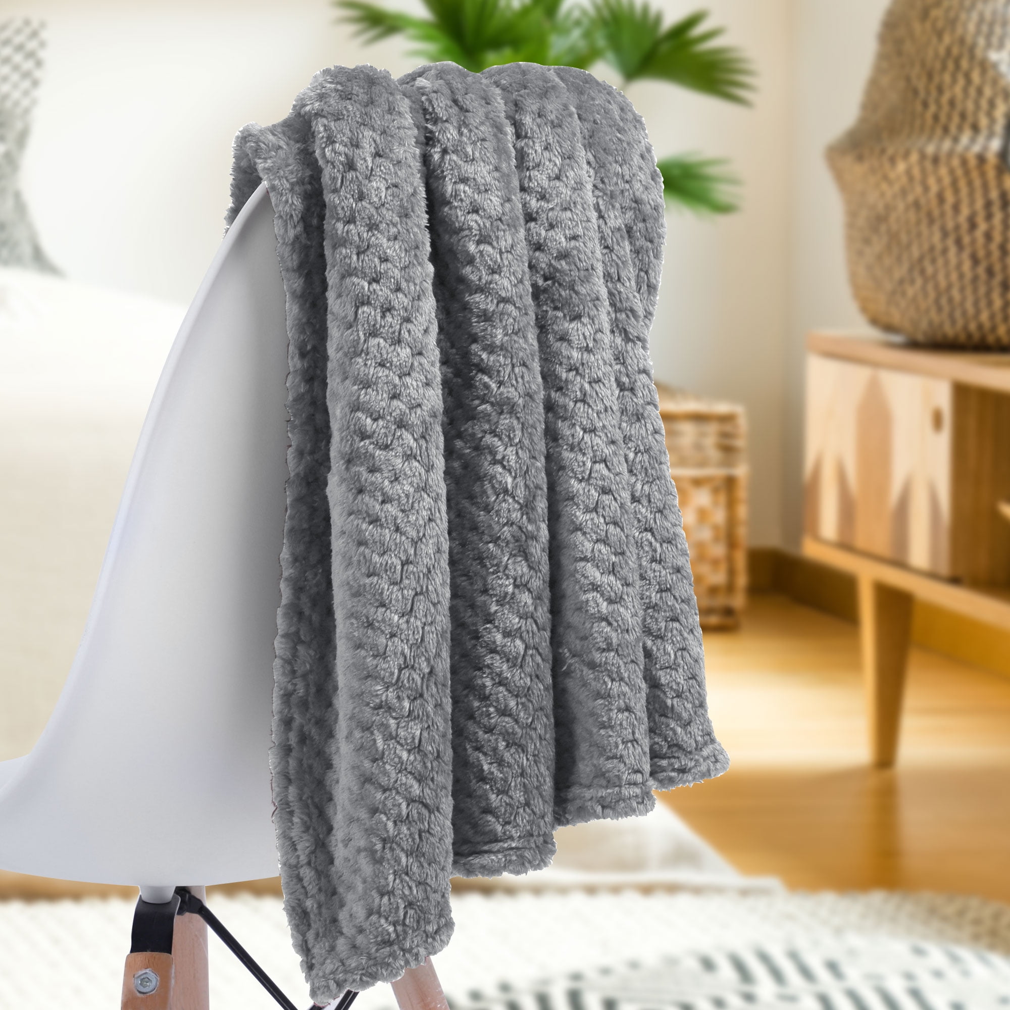 Unique Bargains Soft Flannel Fleece Velvet Blanket Gray 30" x 40"