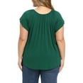 thumbnail image 4 of GRACE & GRANDEUR Women's Plus Size Summer Blouse Pleated Curved Hem Ruffle Sleeve Round Neck Dressy Loose Tops 1X Dark Green, 4 of 7