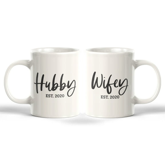 Designs ByLITA Hubby Wifey Est. 2020 2-Pack 11oz Plastic Coffee Mug