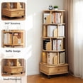 thumbnail image 5 of SESSLIFE 5 Tier Rotating Bookshelf Tower with Wheels and Drawer, 360° Spinning Bookcase for Small Spaces, Vertical Round Storage Shelf for Bedroom Living Room Office, Wood, 5 of 11