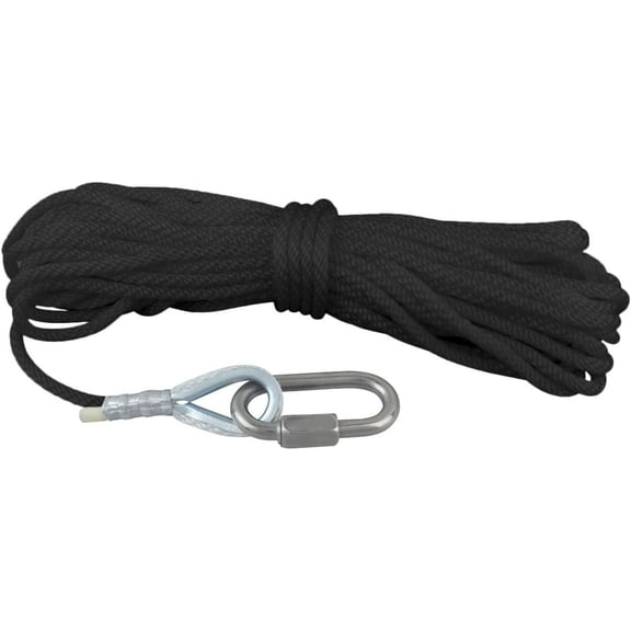 Super Tough Polypropylene Rope Crafted from Flag Halyard Line Designed for Flag Pole | Heavy Duty Snap Hooks 25ft Pole 1/4" Diameter Rope | Lightweight & All Purpose | Black