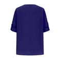thumbnail image 5 of Delayuji Long Sleeve Shirts for Women Notched Button Down V Neck Tunic Chiffon Tops Ladies Blouses Casual Spring 2025 Blue S Polyester,Spandex Short Sleeve Shirts for Women, 5 of 5