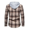 thumbnail image 5 of Mens Plaid Hoodie Shirts Jacket,Hoodies for Men,Men's Plaid Hooded Shirts Casual Long Sleeve Lightweight Shirt Jackets Fashion Button Shirts Outwear, 5 of 9