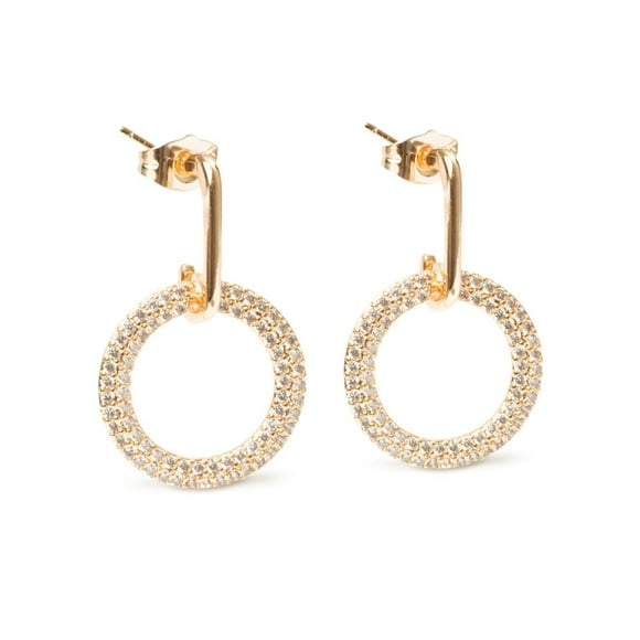 Aretes Ametrinaa Coqueta Broquel Aro Zirconias Chapa Oro 18k