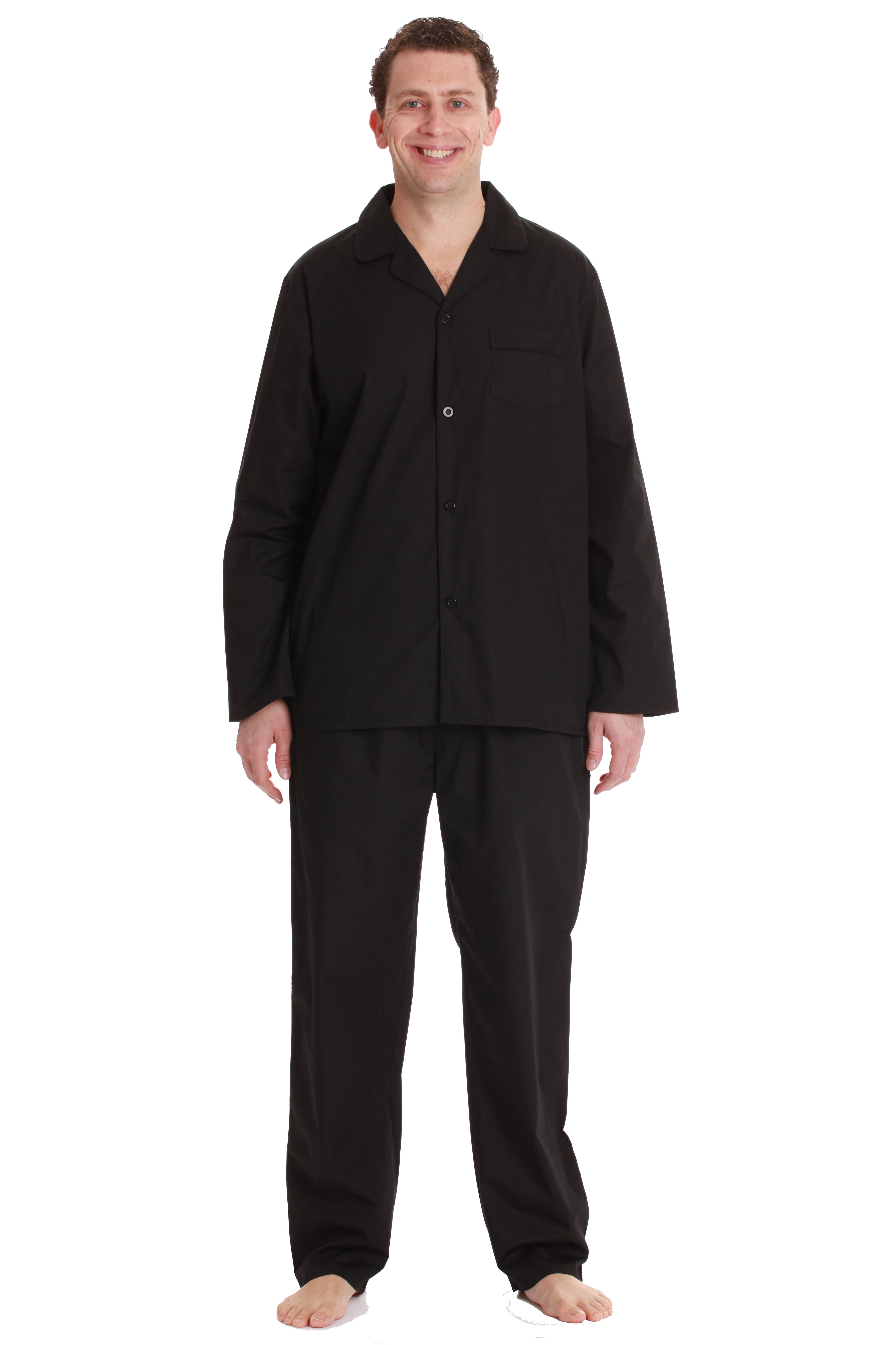 followme Plaid Pajama Set for Men (Black, Medium)