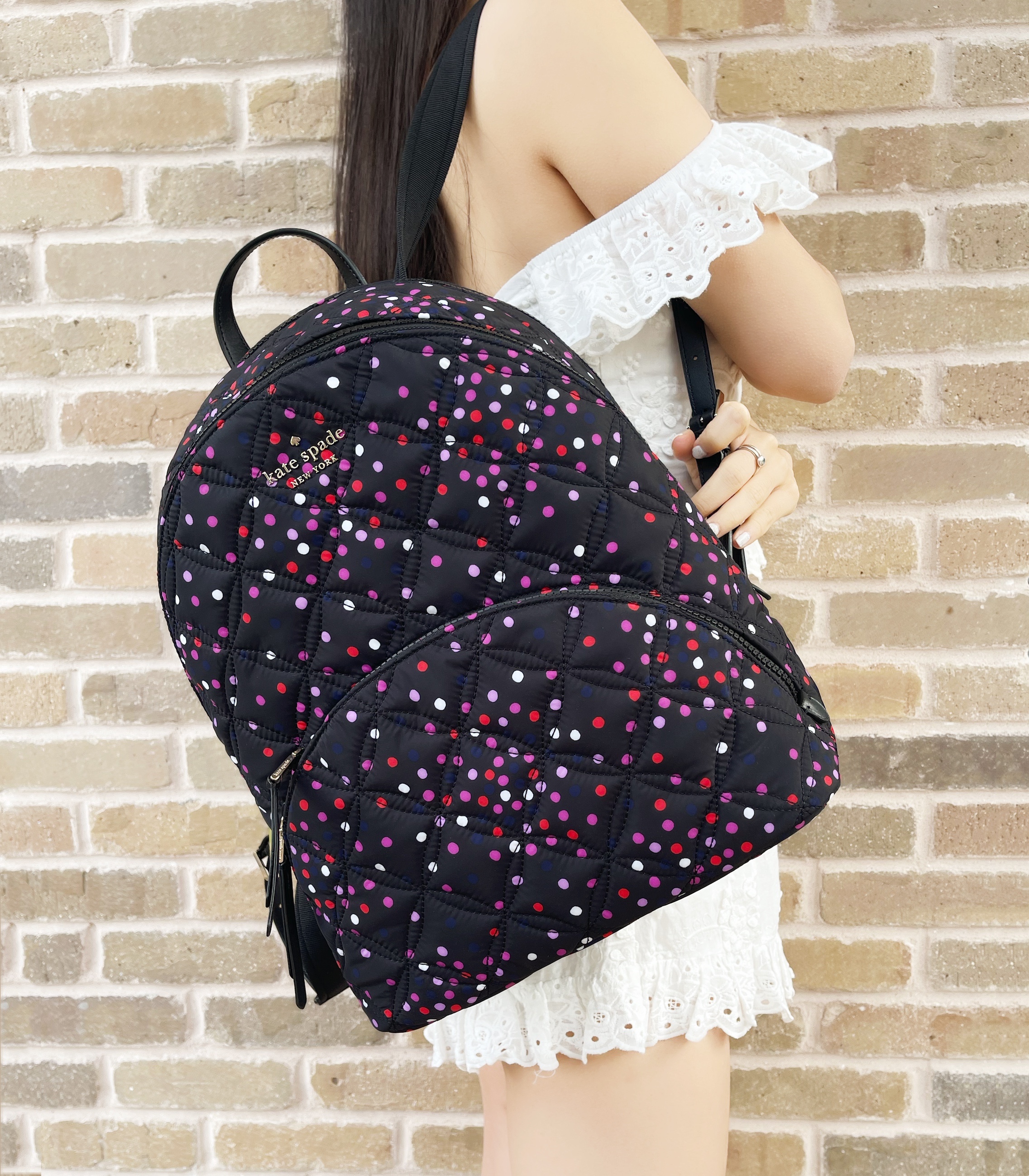 Kate Spade Karissa Large Nylon Quilted Festive Backpack and 