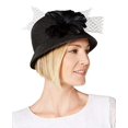 thumbnail image 3 of August Hat Womens Feather Flower & Netting Cloche (Black), 3 of 3