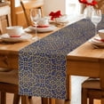 thumbnail image 5 of Vintage Mediterranean Cotton Linen Table Runner for Dining Kitchen, Retro Morocco Abstract Art Brown Blue Wedding Outdoor Party Tablerunners, Dresser Scarf Coffee Tablecloth Runners 13x60 Inches, 5 of 9