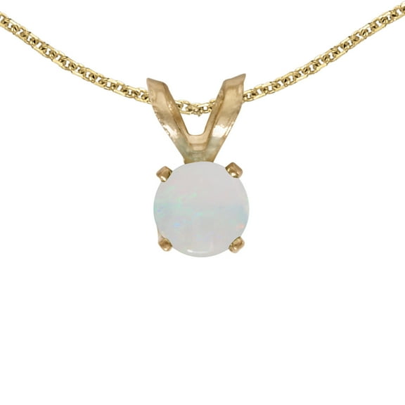10k Yellow Gold Round Opal Pendant with 16" Chain