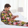 thumbnail image 5 of KLL Cute Pigs Sunflower Sleepwear Mens Flannel Pajamas,Long Cotton Pj Set, 5 of 7