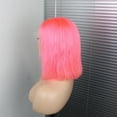 thumbnail image 2 of Pink Bob Wigs 13x4 Lace Front Human Hair Wigs Straight Brazilian Virgin Hair Pre Plucked Hairline Bleached Knots Unprocessed Wig for Women 12inch, 2 of 5