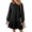 Black, variant on Women's 2024 Fall Long Sleeve Pullover Dress - Crewneck Rib Knit Patchwork Sweatshirt Mini Dress