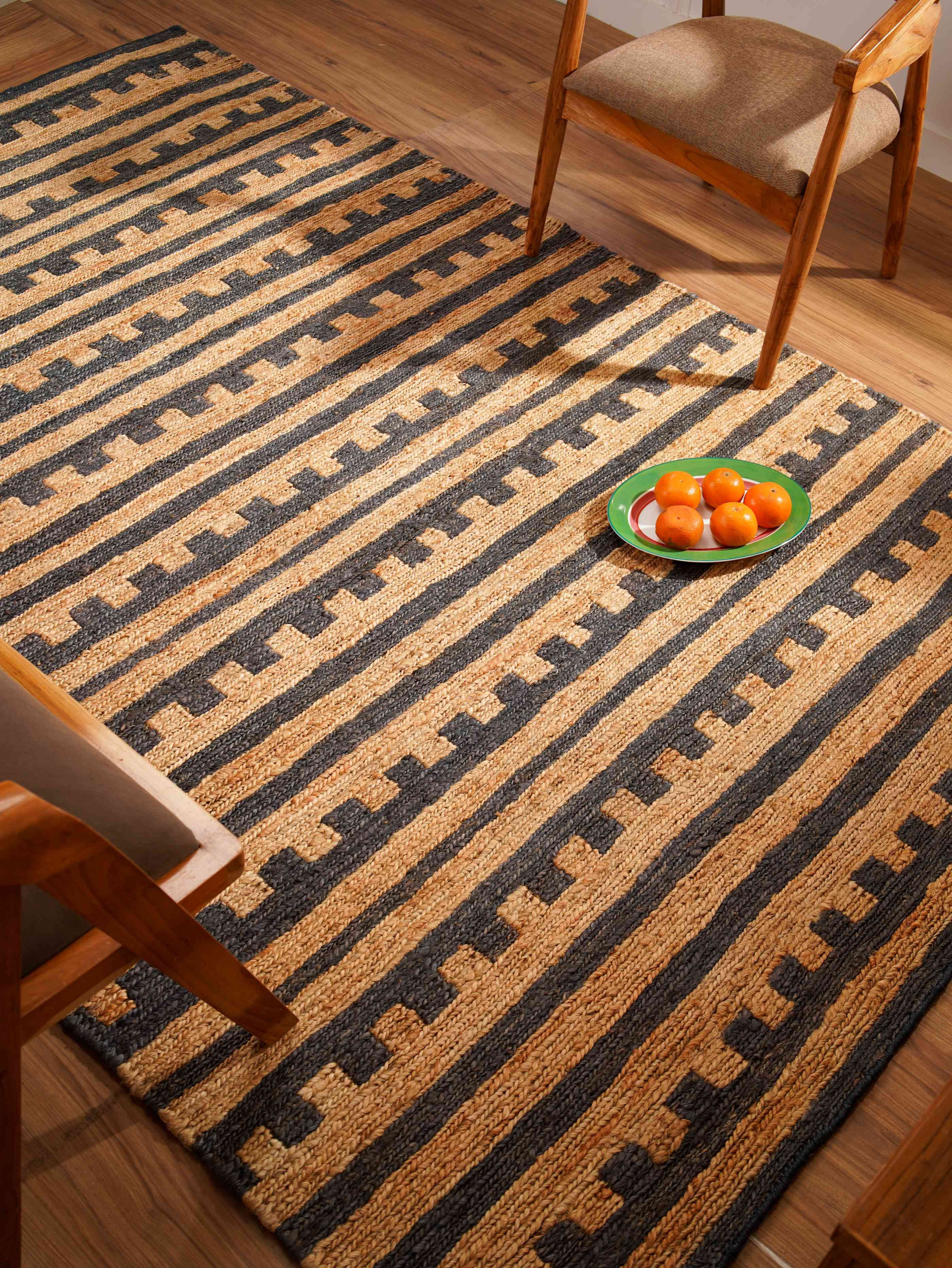 HAND KNOTTED SUMAK JUTE ECO-FRIENDLY AREA RUGS - 6'x9', Rectangle Shape, Beige Brown Color, Contemporary Pattern, High Pile, Natural Fiber, Outdoor Indoor Handmade Area Rugs for Living Room (J00075)