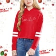 thumbnail image 2 of GDREDA Spring Sweatshirt Children Girls Long Sleeve Letters Solid Color Short Hoodie Hoodie Top For Large Children Red,4-5 Years, 2 of 4