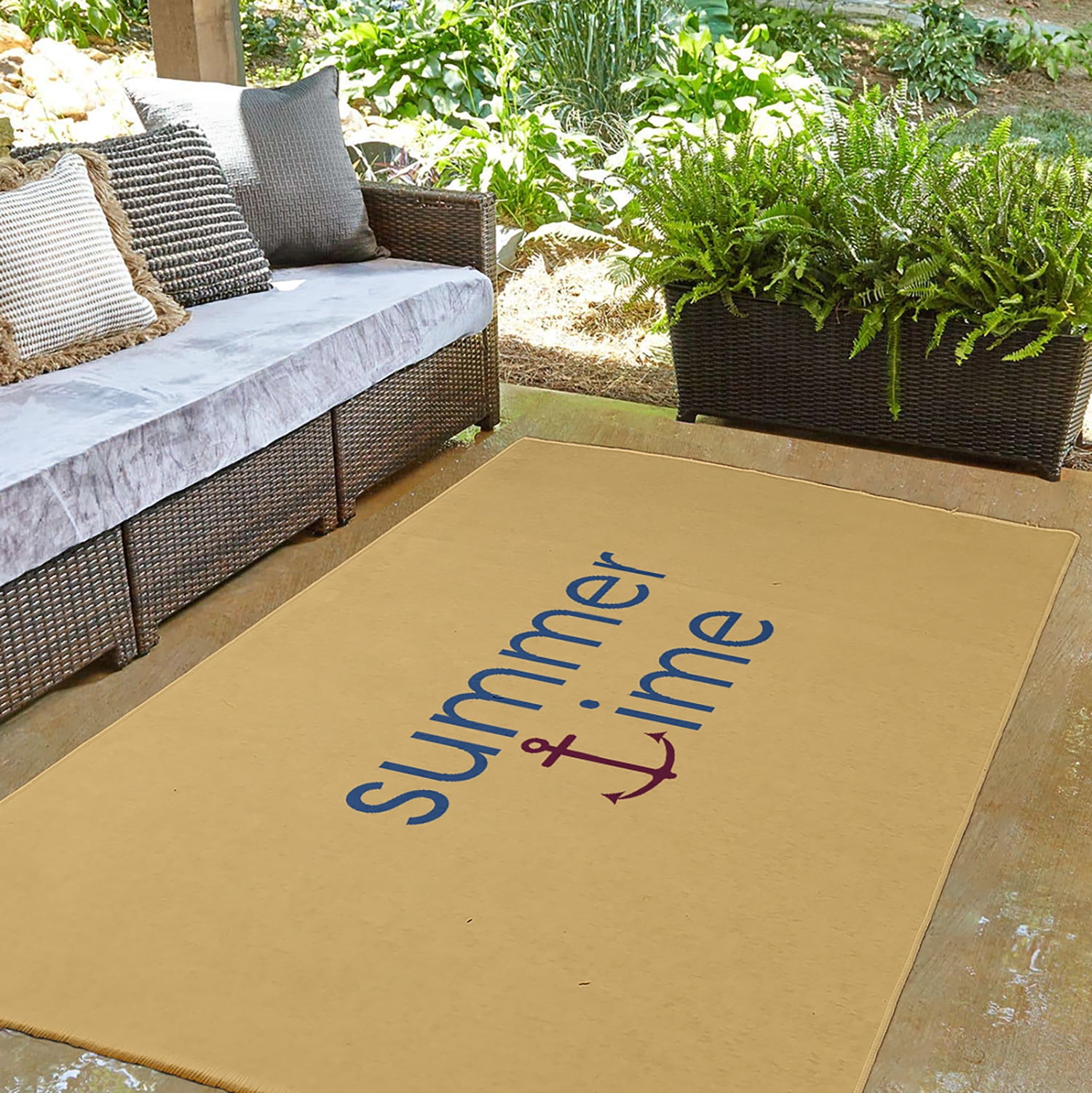 3' x 5' Simply Daisy Summer Time Anchored Beach Style Chenille Area Rug, Nautical Navy