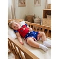 thumbnail image 4 of BemeyourBBs Toddler Baby Girl 4th of July Outfit Patriot Independent Day Summer Clothes I Love USA Letter Embroidery Fly Sleeves Shirt Tops Star-Stripe Ruffled Shorts Set Baby Fourth of July Outfit, 4 of 9