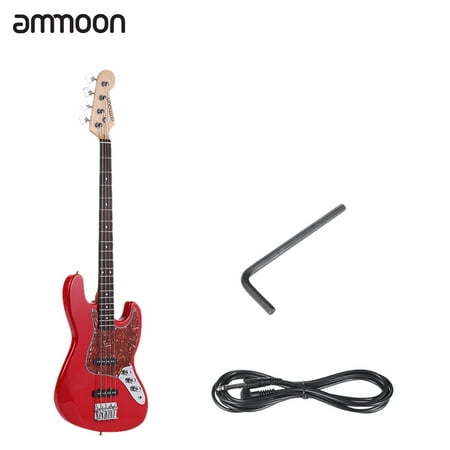 - ammoon Solid Wood 4 String JB Electric Bass Guitar Basswood Body Rosewood Fretboard 21 Frets with 6.35mm Cable