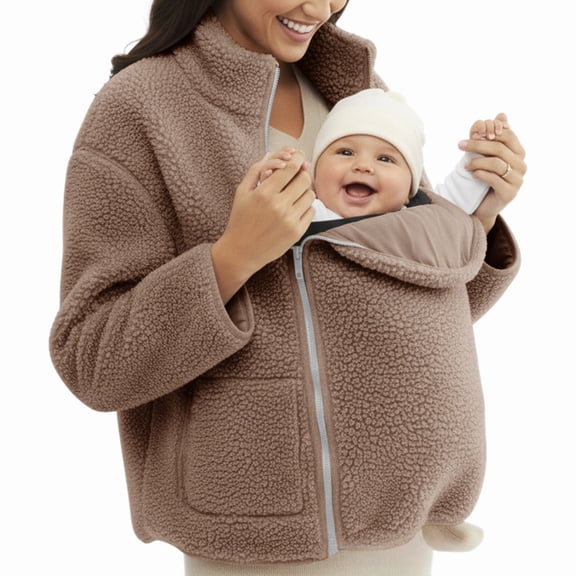 Maternity Winter Coat 2-In-1 Zip-Up Fall Winter Fleece Sweatshirt Warm Kids Carrier Jacket for Daily Wear favorable