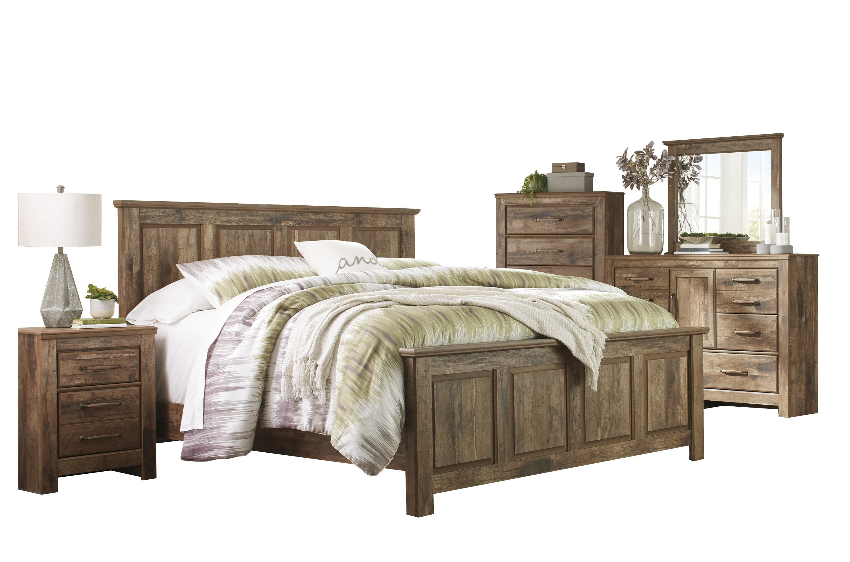 Ashley Furniture Blaneville 5 Pc Queen Panel Bedroom Set W Chest Brown Walmart Com Walmart Com