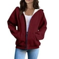 thumbnail image 5 of Women's Button Down Drawstring Hooded Cardigan, Long Sleeve Loose Fit Pocket Sweater, Soft Polyester Casual Cover Up for Fall Winter Spring Daily Wear and Seasonal Comfort Wine S, 5 of 8