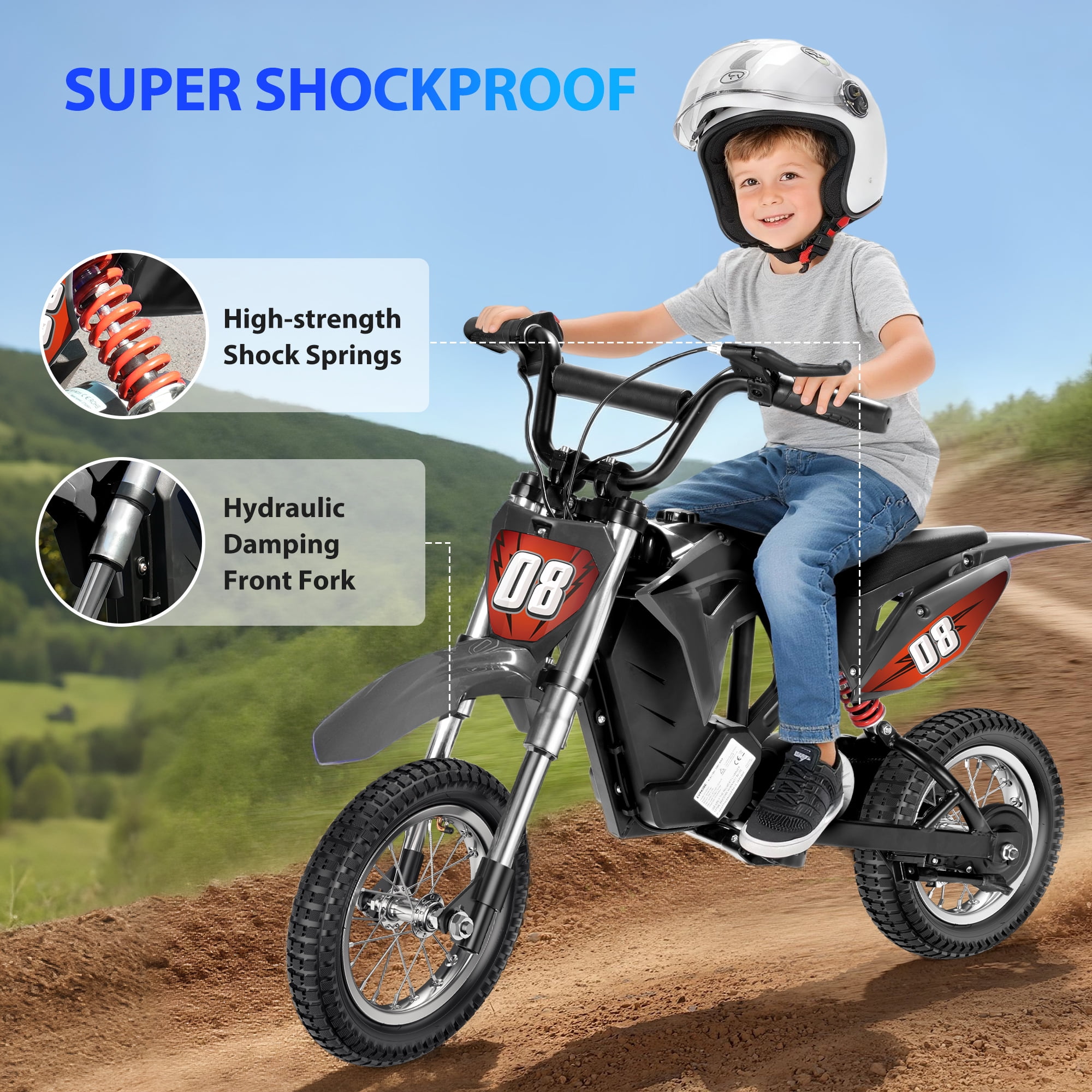 36V Kids Electric Dirt Bike,Fast Speed Electric Motorcycle up to 16 mph & 10 Miles Long-Range, 3-Speed Modes, Twist Grip Throttle, Dual Suspension & Brakes for Kids Ride on Toys,Red