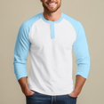 thumbnail image 2 of Men's T Shirts 3/4 Sleeve Button Henley Neck Color Block Pullover Tops Lightweight Classic Slim Fit Workout Basic Tees Z002-White XXL, 2 of 6