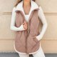 thumbnail image 1 of Chaquetas y abrigos casuales sin mangas y sin capucha para mujer, chalecos de invierno para mujer, chaqueta polar sin mangas, cuello alto con cremallera, abrigo largo cálido con cordón y bolsillos, ro, 1 of 9